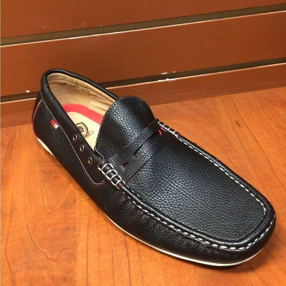 Stylish Black Leather Men's Slip-On Loafers